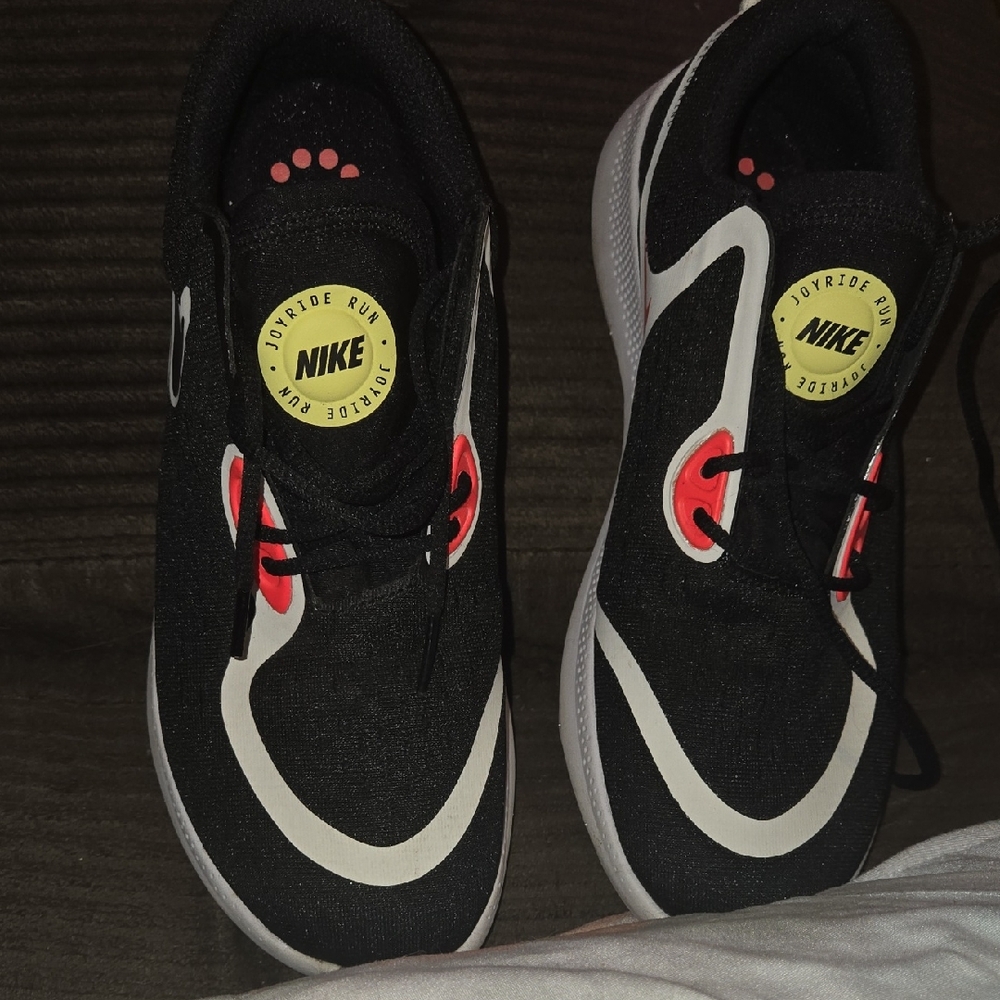 Nike Kids Black and White Sneakers with Red Highlights